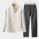 LONG SLEEVE SUMMER SET - BEIGE/GREY