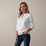 Jitka | Elegantna pletena majica s kapuljačom