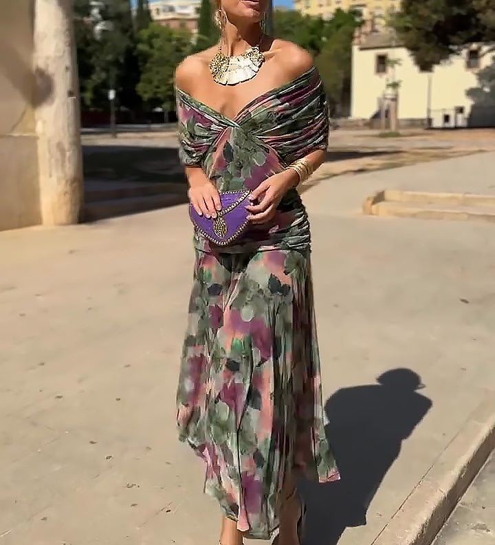 Louise™ duga svečana haljina elegantnog V-izreza