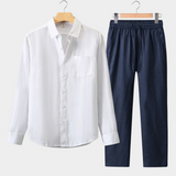 DUGI RUKAVI LJETNI KOMPLET - BIJELA/TAMNOPLAVA