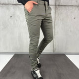 Maslinaste elegantne hlače slim-fit kroja