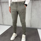 Maslinaste elegantne hlače slim-fit kroja