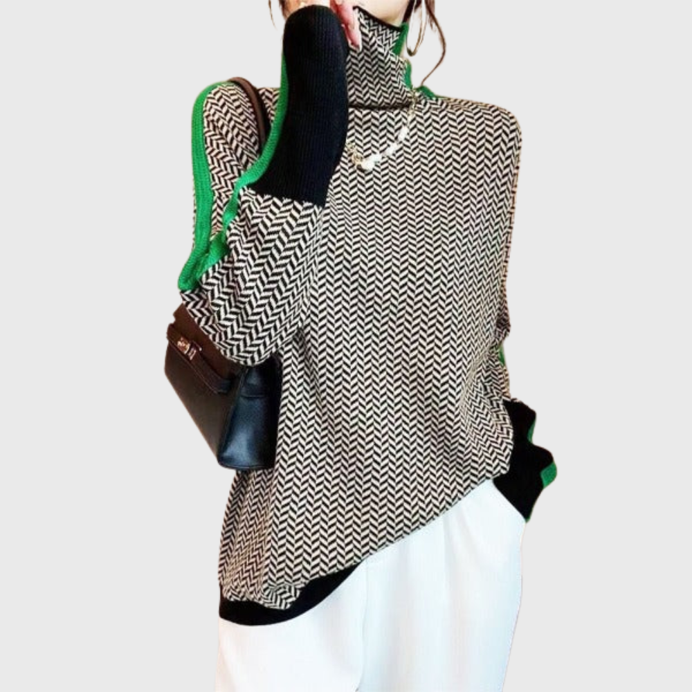 Kinga | Prugasti džemper sa elegantnim rolkom