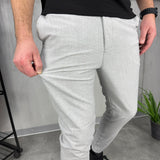 Elegantne udobne srebrne hlače