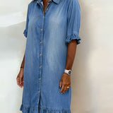 Van Delft Mode® | Udobna traper haljina s laskavim naborima