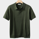 Maslinasta rebrasta polo majica bez gumbiju