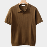 Karamel polo majica bez gumba s rebrastom teksturom