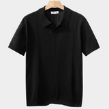 Crna rebrasta polo majica bez gumba